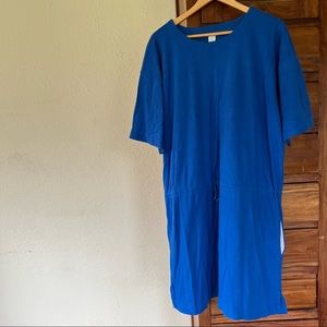 90s Lands End XL cotton sporty t shirt dress with mesh pockets